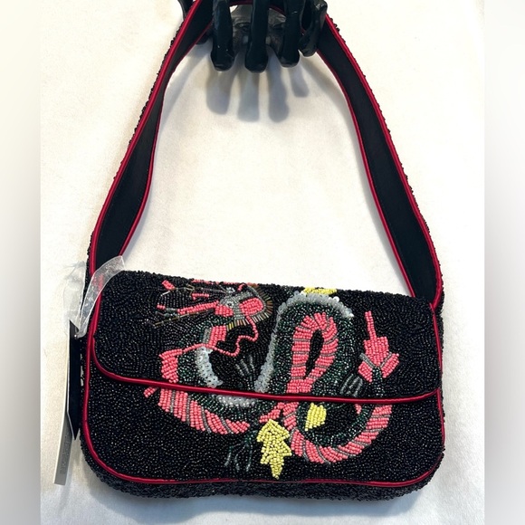 🐍MADE IN INDIA Snake/Dragon Beaded Shoulder Bag🐍NWT - Picture 5 of 15